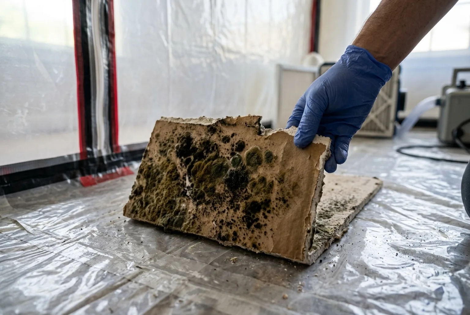 Mold growth on the back of removed drywall